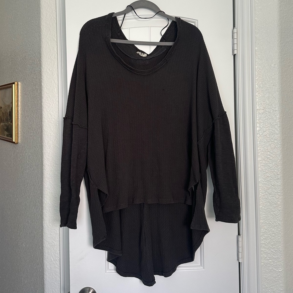 Free People Charcoal Thermal Long Sleeve Shirt Size M